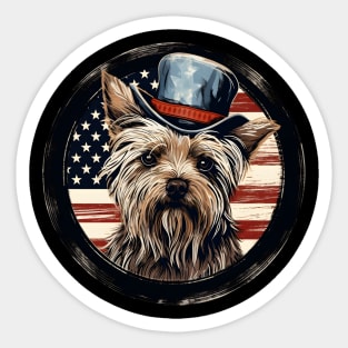 Silky Terrier 4th of July Sticker